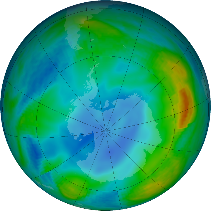 Antarctic ozone map for 14 June 1987
